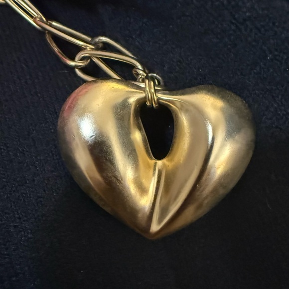 Brinker and Eliza “Thelma” 24k Antique Gold Plated Heart Pendant Necklace - Picture 3 of 5